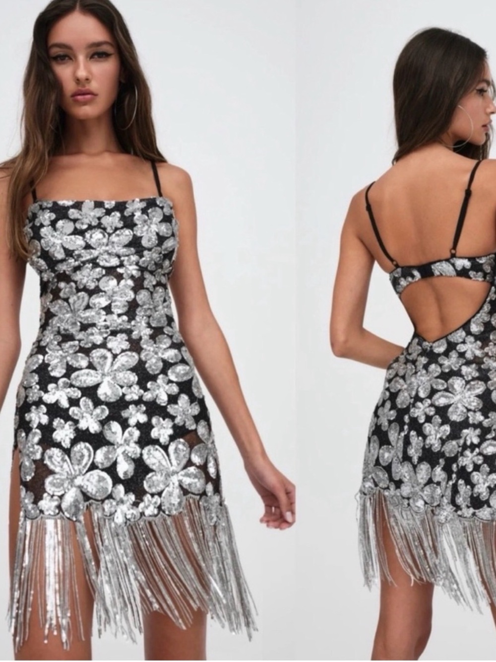 For Love And Lemons Colette Mini Dress in Silver